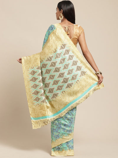 Women's Green Art Silk Printed Saree