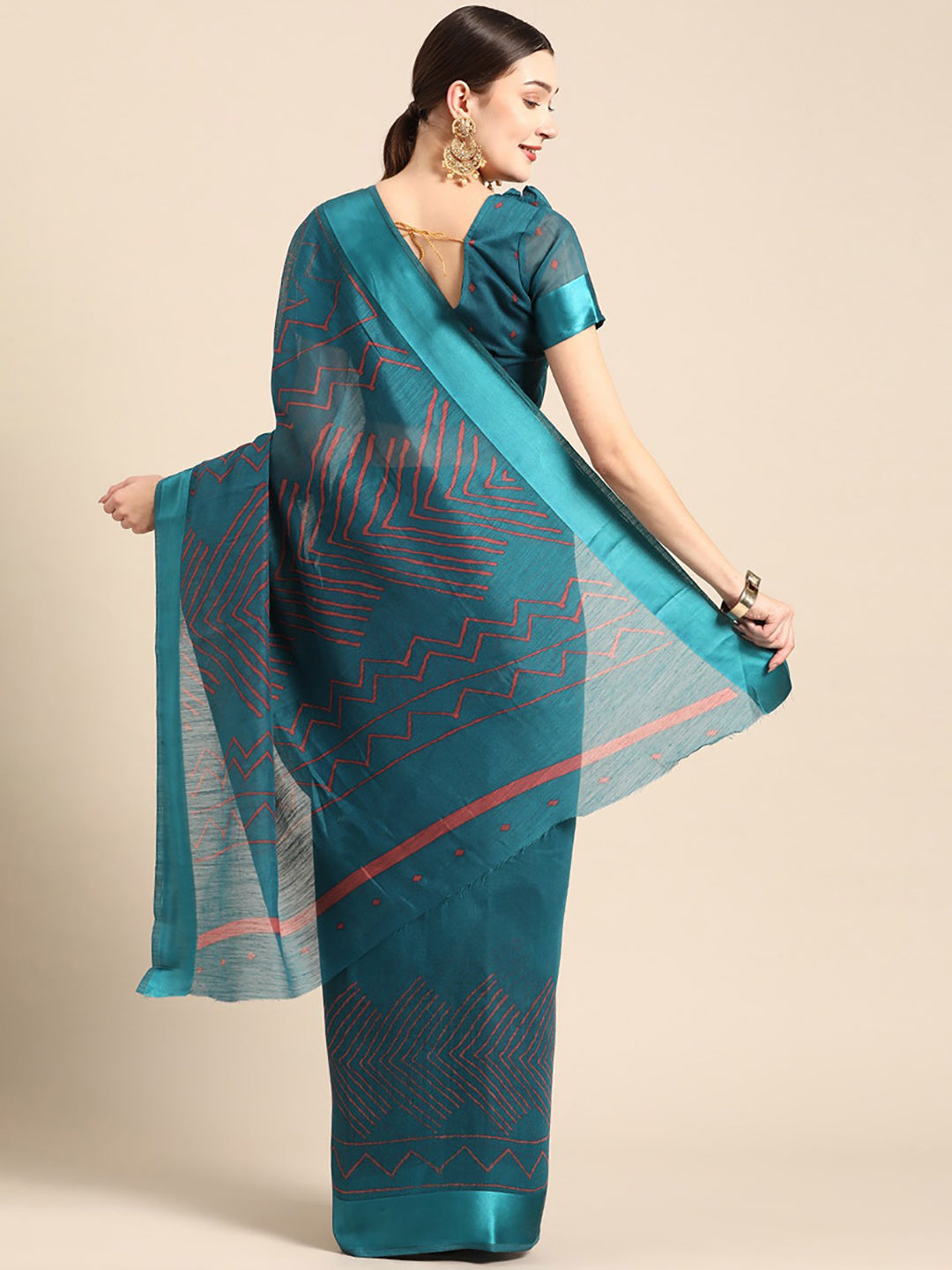 Women's Blue Art Silk Printed Saree