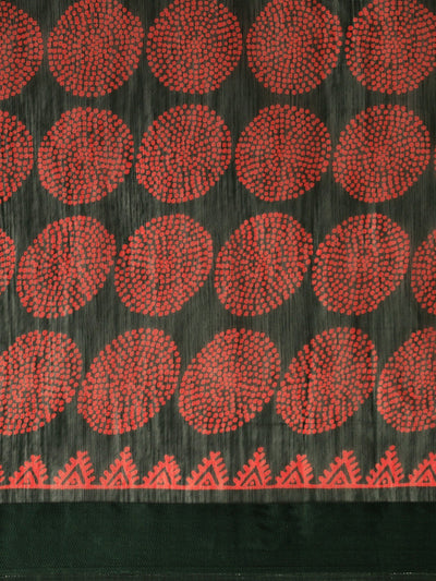 Women's Green Art Silk Printed Saree