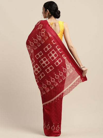 Women's Maroon Art Silk Printed Saree