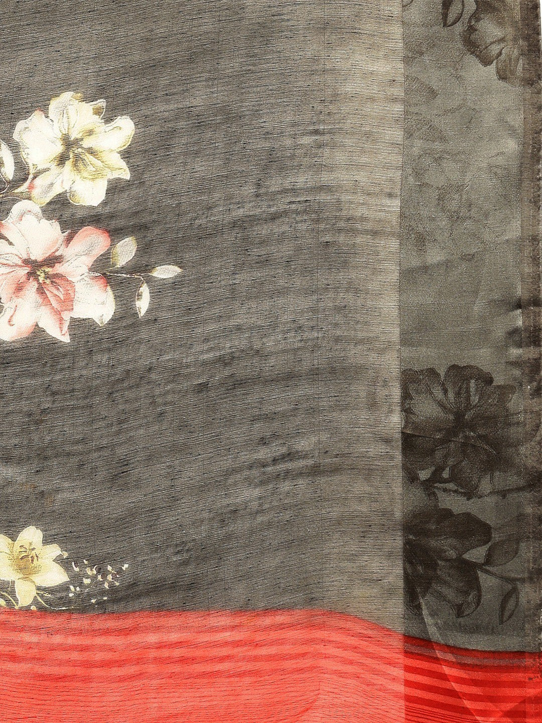 Women's Black Art Silk Printed Saree