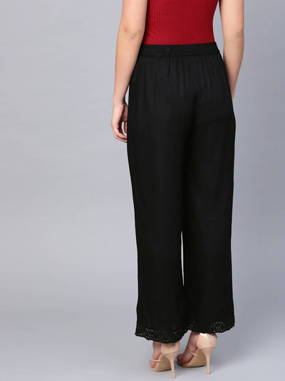 Women's Rayon Embellished Wide-Leg Palazzo