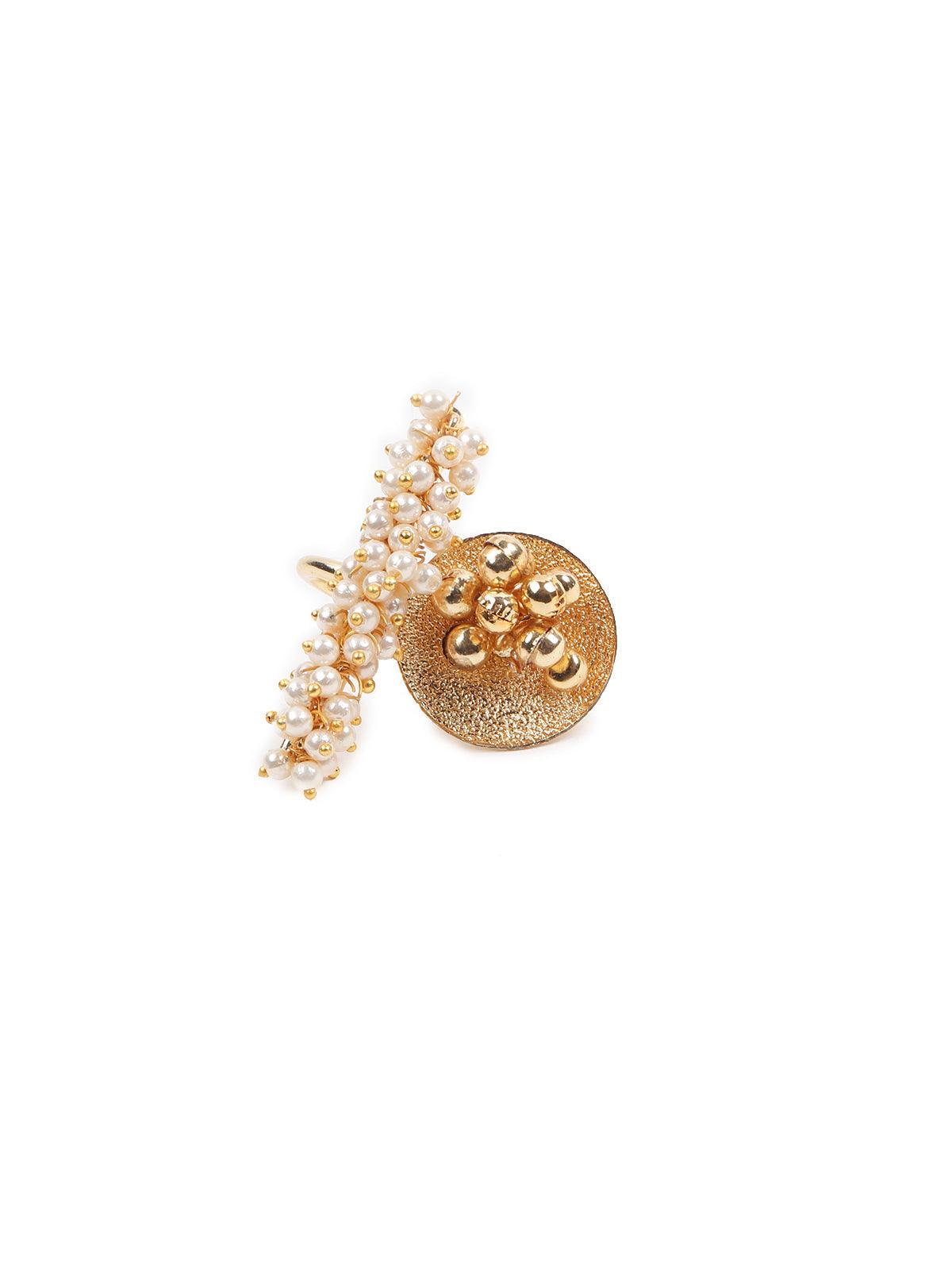 Women's Beautiful Gold Tone Pearl Rin