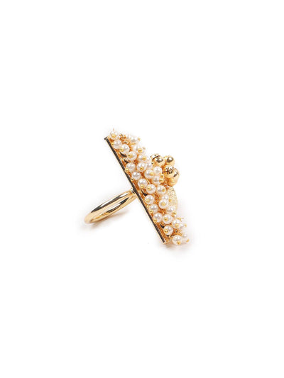 Women's Beautiful Gold Tone Pearl Rin