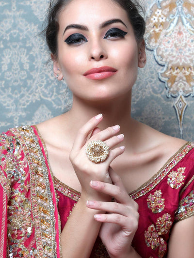 Women's Beautiful Pearl Embellished Finger Rin