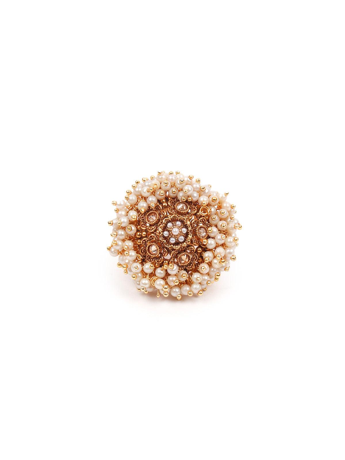 Women's Beautiful Pearl Embellished Finger Rin