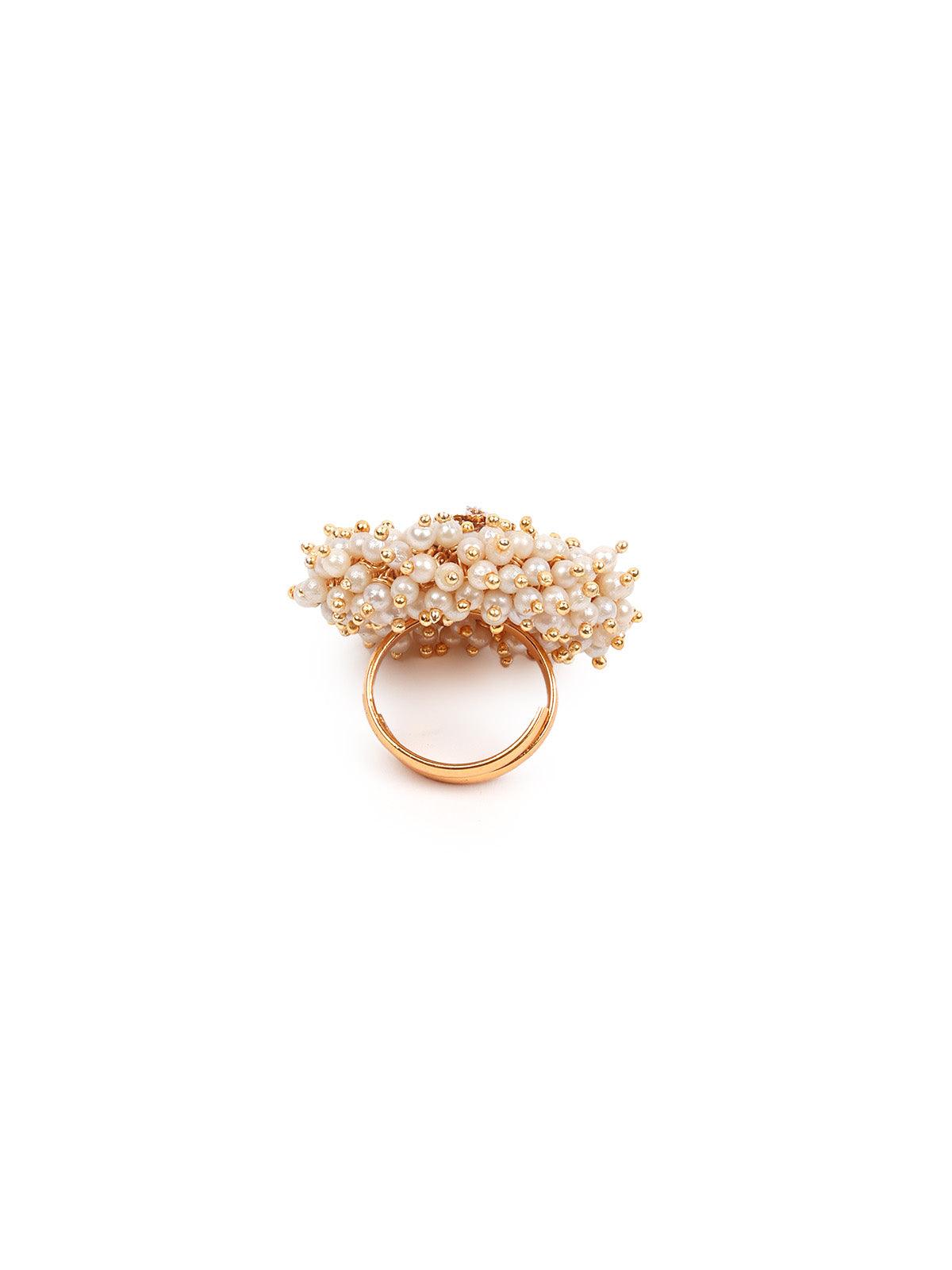Women's Beautiful Pearl Embellished Finger Rin