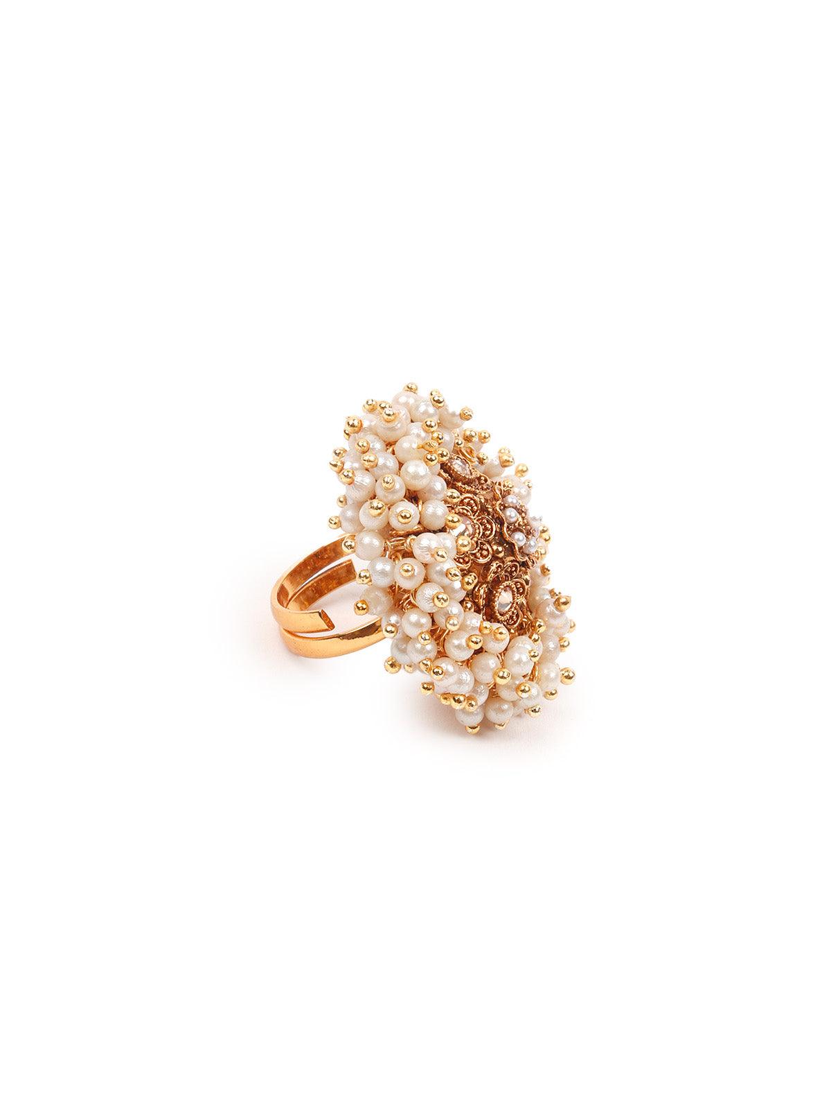 Women's Beautiful Pearl Embellished Finger Rin
