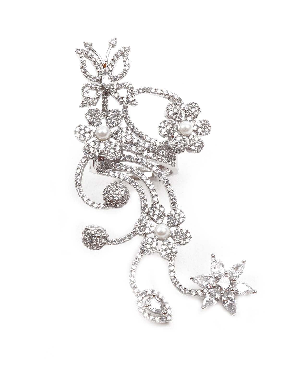 Women's Big White Austrian Diamond Studded Rin