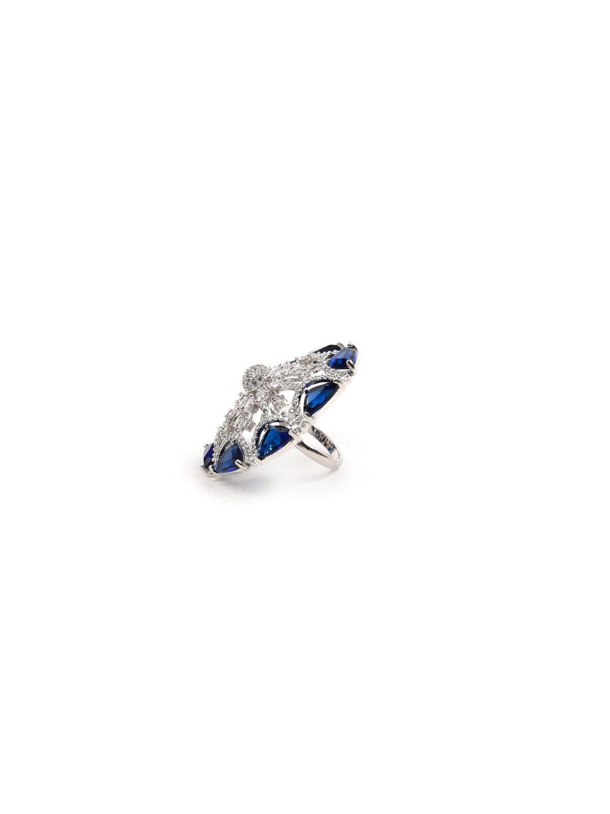 Women's Blue Diamonds Embellished Rin