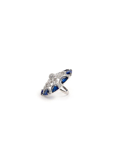 Women's Blue Diamonds Embellished Rin