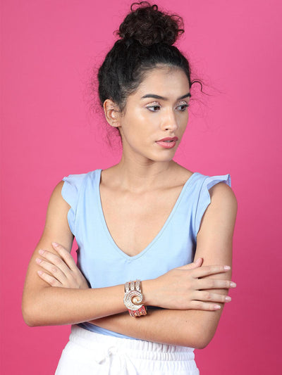 Women's Broad Gold Studded Bracelet For Wome