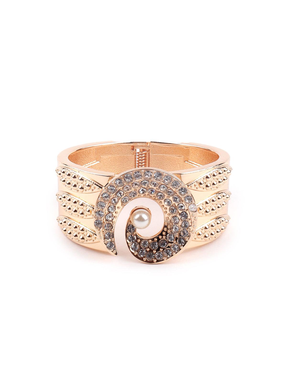 Women's Broad Gold Studded Bracelet For Wome