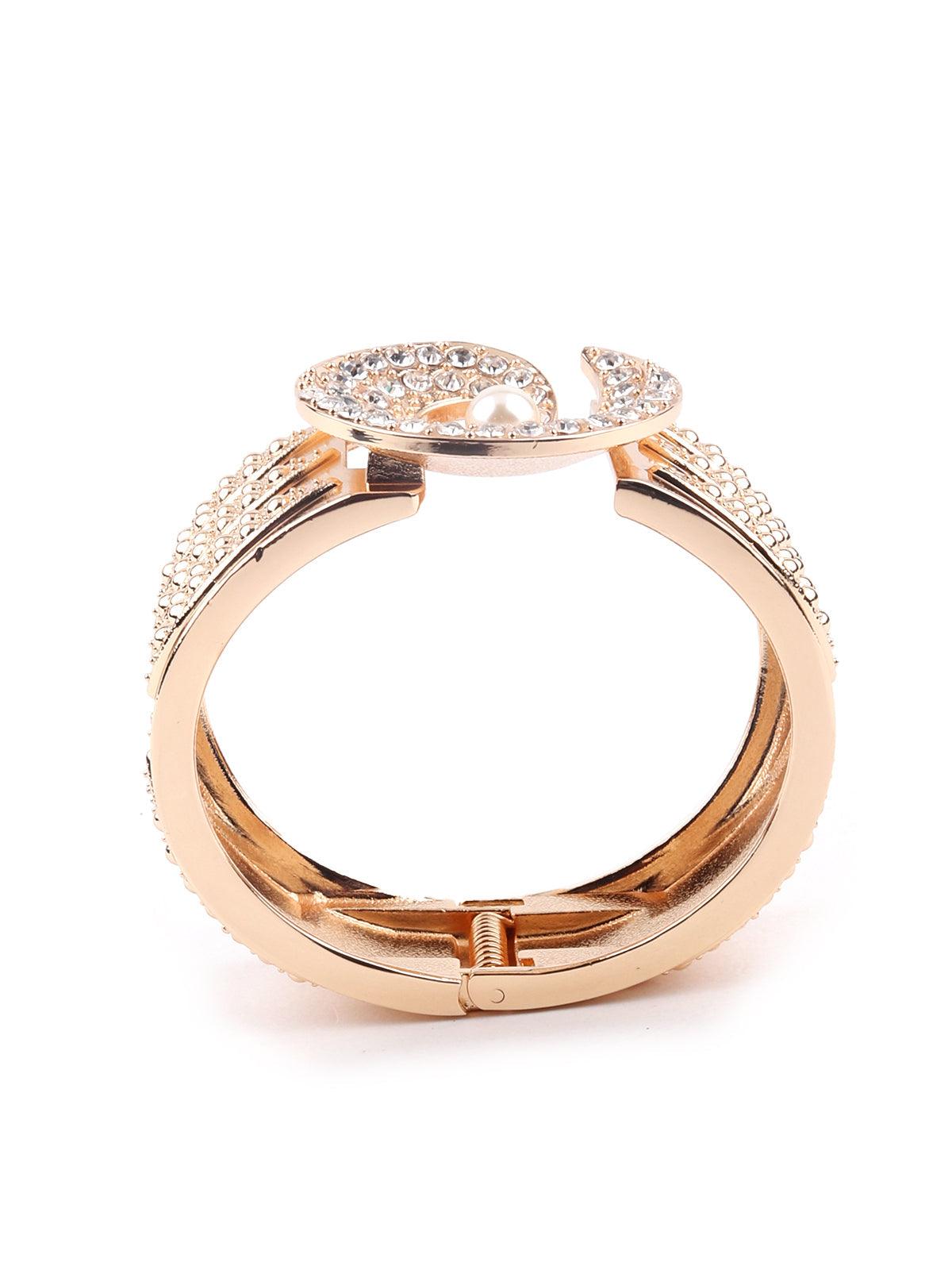 Women's Broad Gold Studded Bracelet For Wome