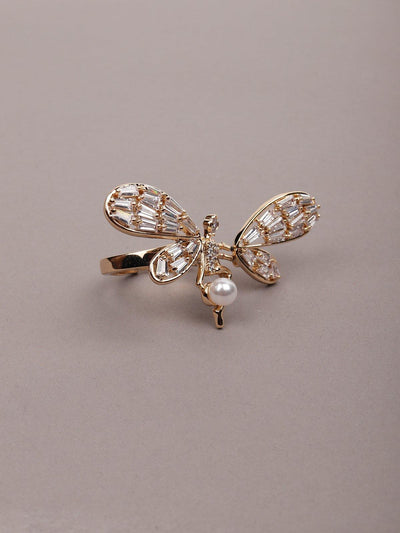Women's Butterfly Shaped Gold Tone Finger Ringã‚