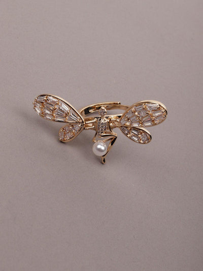 Women's Butterfly Shaped Gold Tone Finger Ringã‚