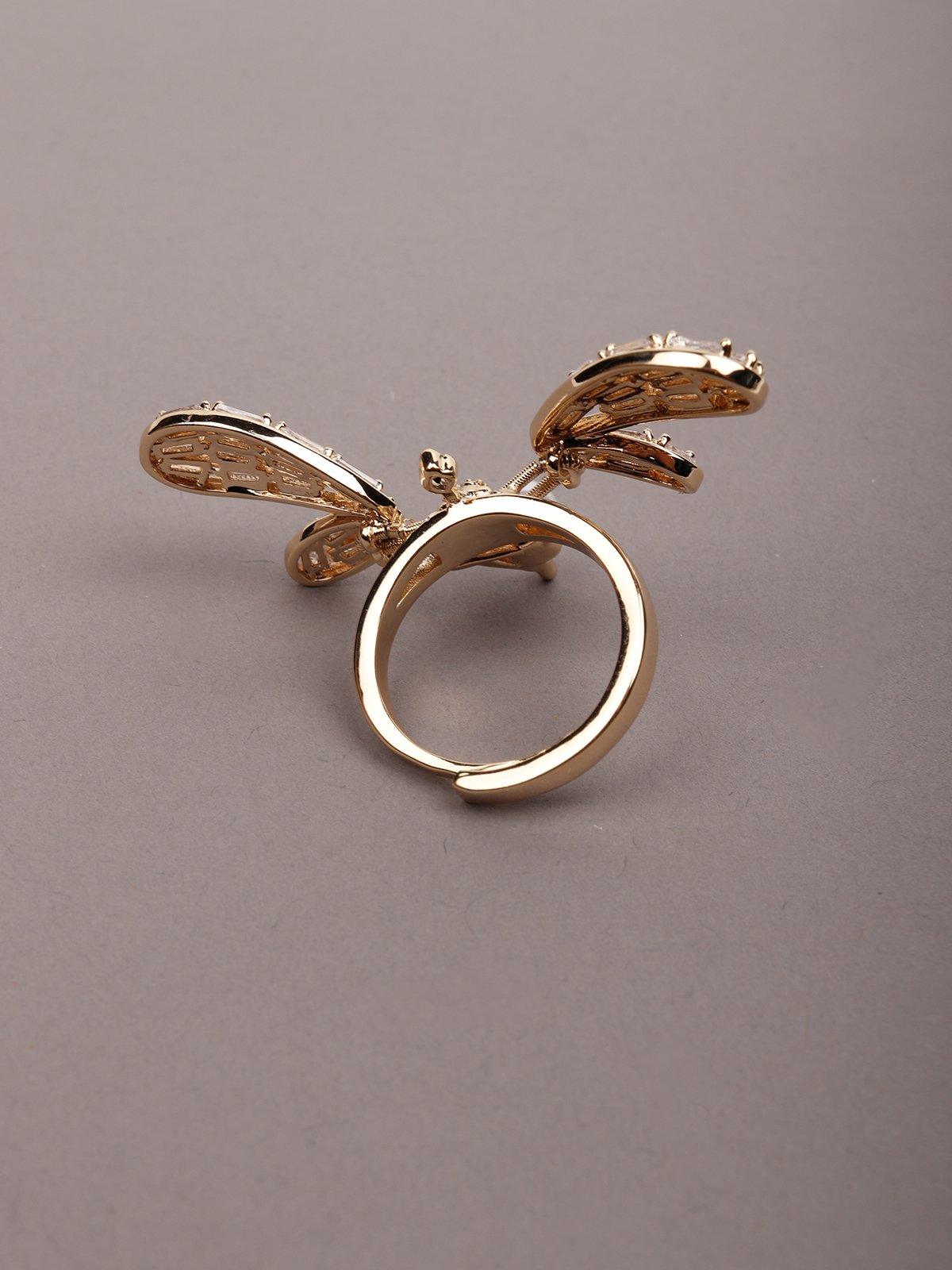 Women's Butterfly Shaped Gold Tone Finger Ringã‚