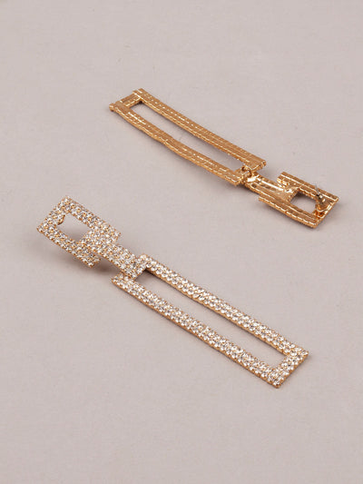 Women's White And Gold Dangle Earring