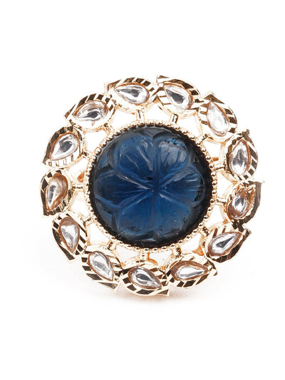 Women's Delicate Blue And Gold Color Ring For Wome