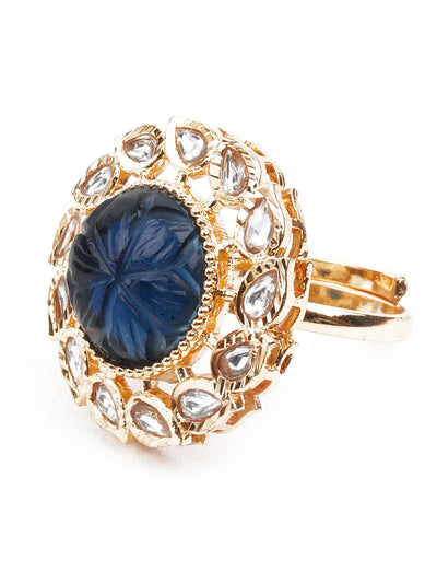 Women's Delicate Blue And Gold Color Ring For Wome