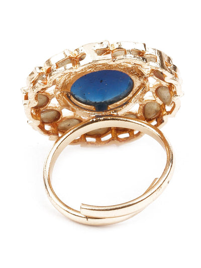 Women's Delicate Blue And Gold Color Ring For Wome