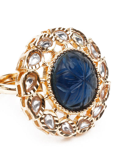 Women's Delicate Blue And Gold Color Ring For Wome