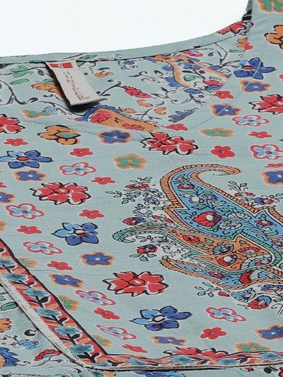 Women's Floral Printed Anarkali Dress & Dupatta Set