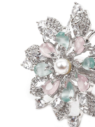 Women's Embellished Multicolor Austrian Diamond Studded Rin