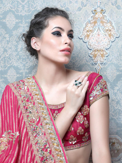 Women's Emerald Green Diamonds Embellished Rin