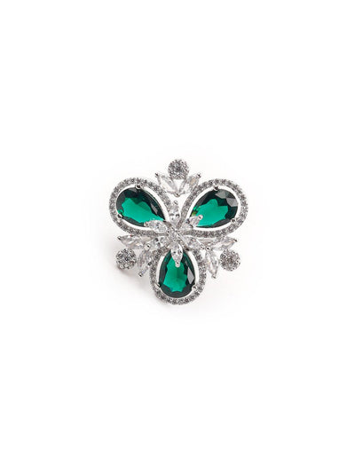 Women's Emerald Green Diamonds Embellished Rin