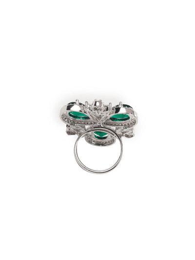 Women's Emerald Green Diamonds Embellished Rin