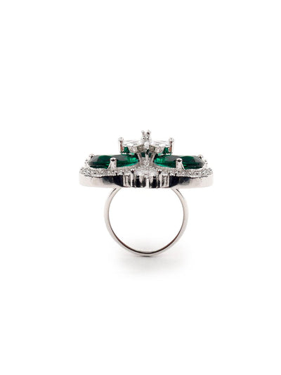 Women's Emerald Green Diamonds Embellished Rin