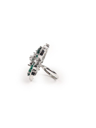 Women's Emerald Green Diamonds Embellished Rin