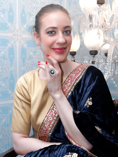 Women's Emerald Green Embellished Rin