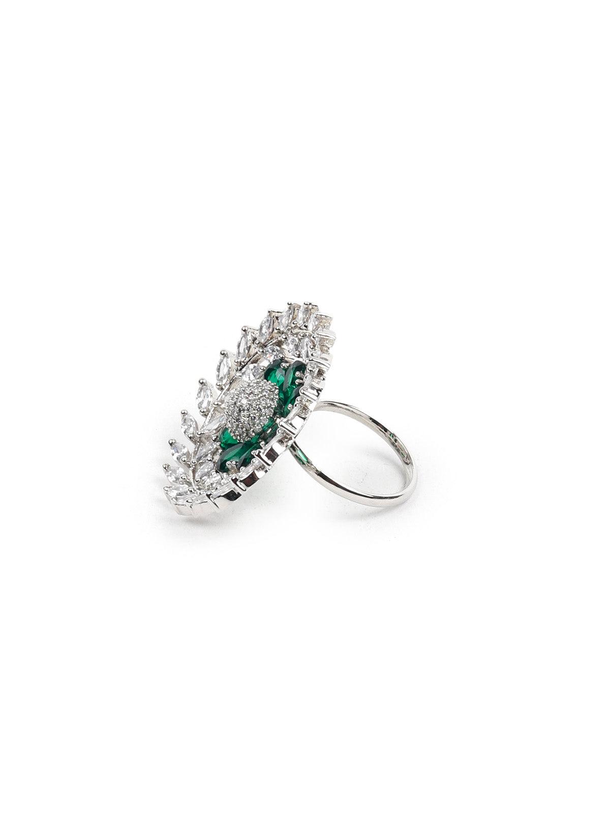 Women's Emerald Green Embellished Rin