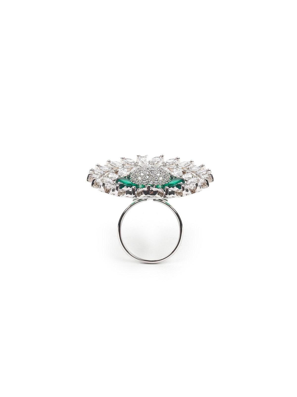 Women's Emerald Green Embellished Rin
