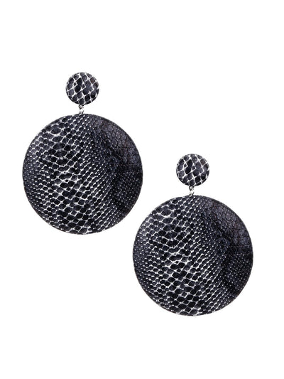 Women's Exquisite Black And White Croc Printed Rounded Earring