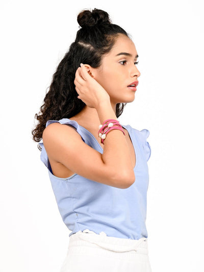 Women's Exquisite Pink Layered Embellished Bracele