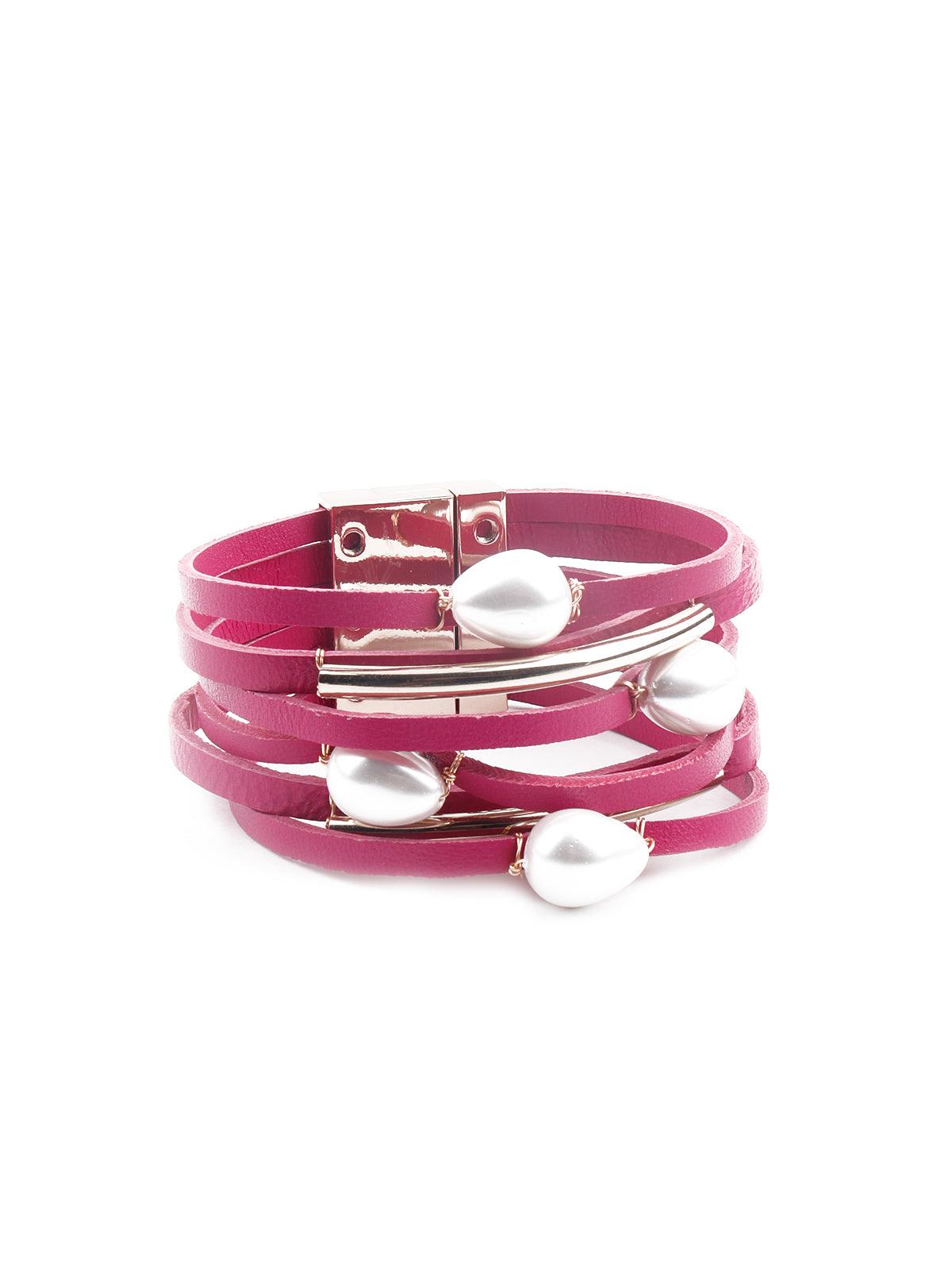 Women's Exquisite Pink Layered Embellished Bracele