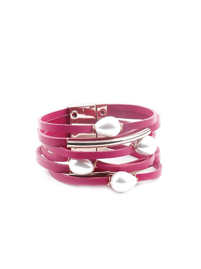 Women's Exquisite Pink Layered Embellished Bracele