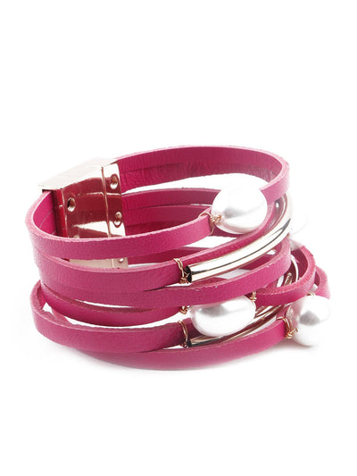 Women's Exquisite Pink Layered Embellished Bracele