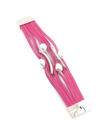 Women's Exquisite Pink Layered Embellished Bracele