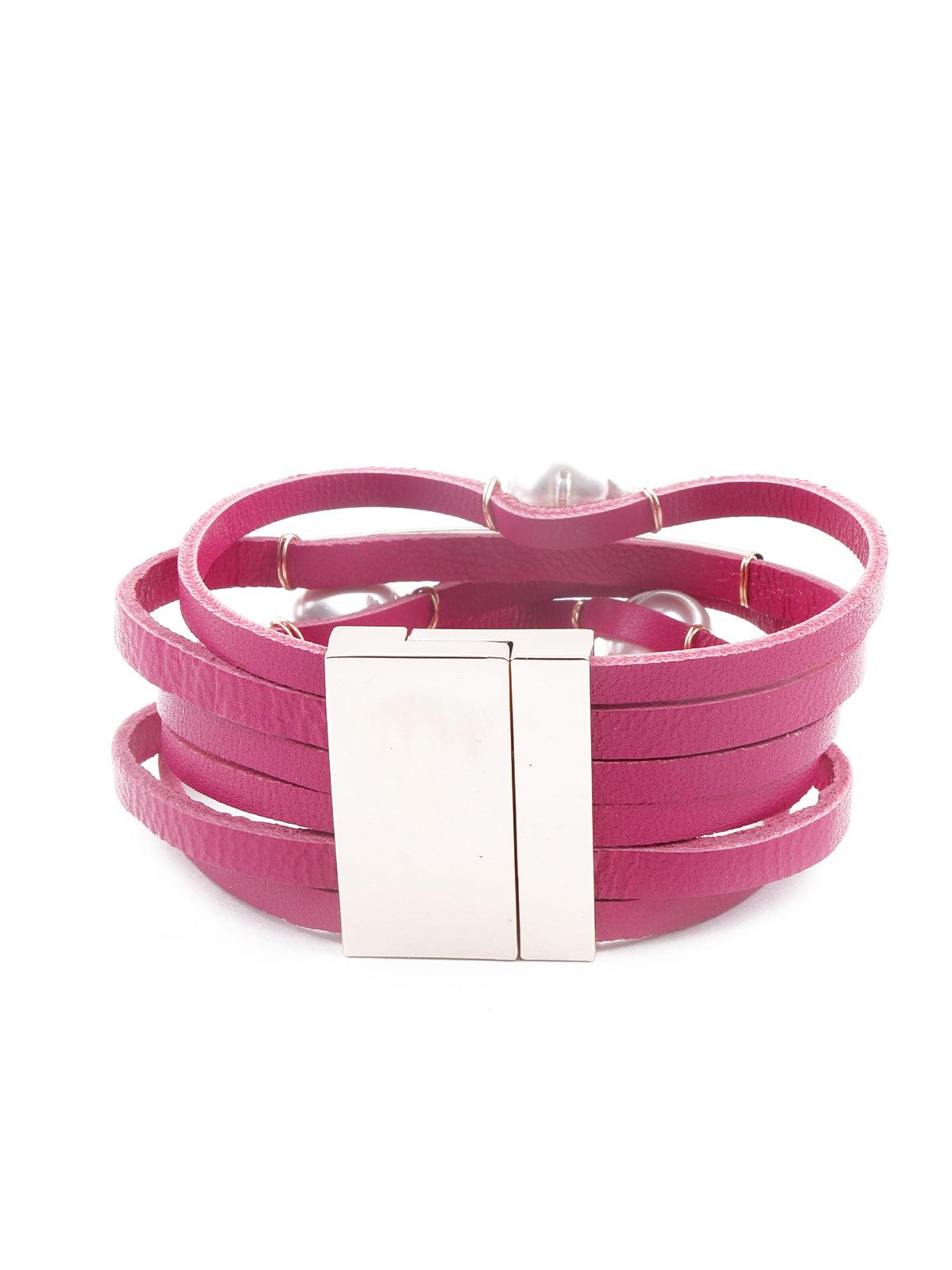Women's Exquisite Pink Layered Embellished Bracele