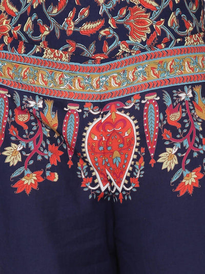 Women's Mustard Cotton Printed Flared Palazzo