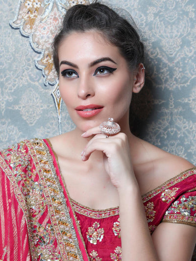 Women's Gold And White Austrian Diamond Studded Rin