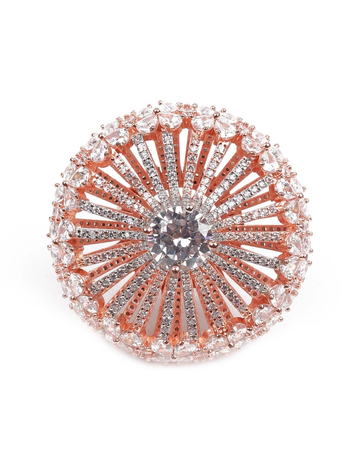 Women's Gold And White Austrian Diamond Studded Rin