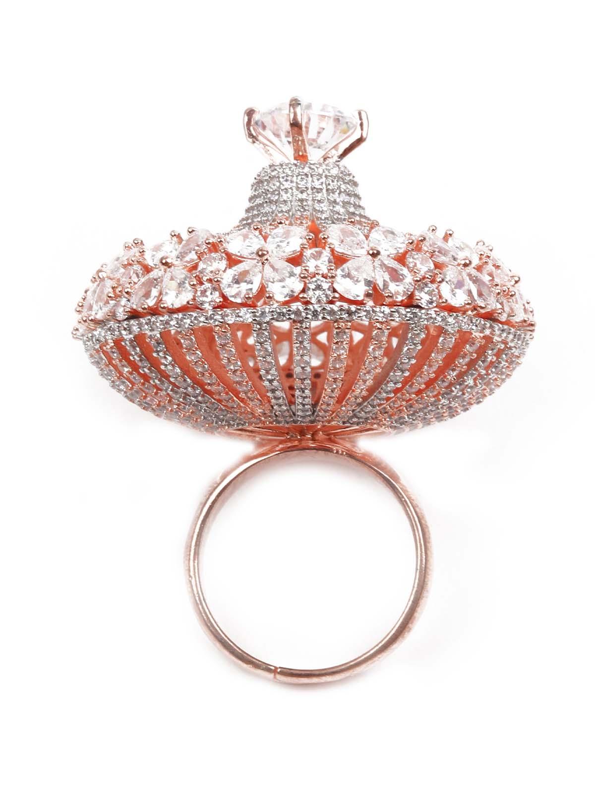 Women's Gold And White Austrian Diamond Studded Rin