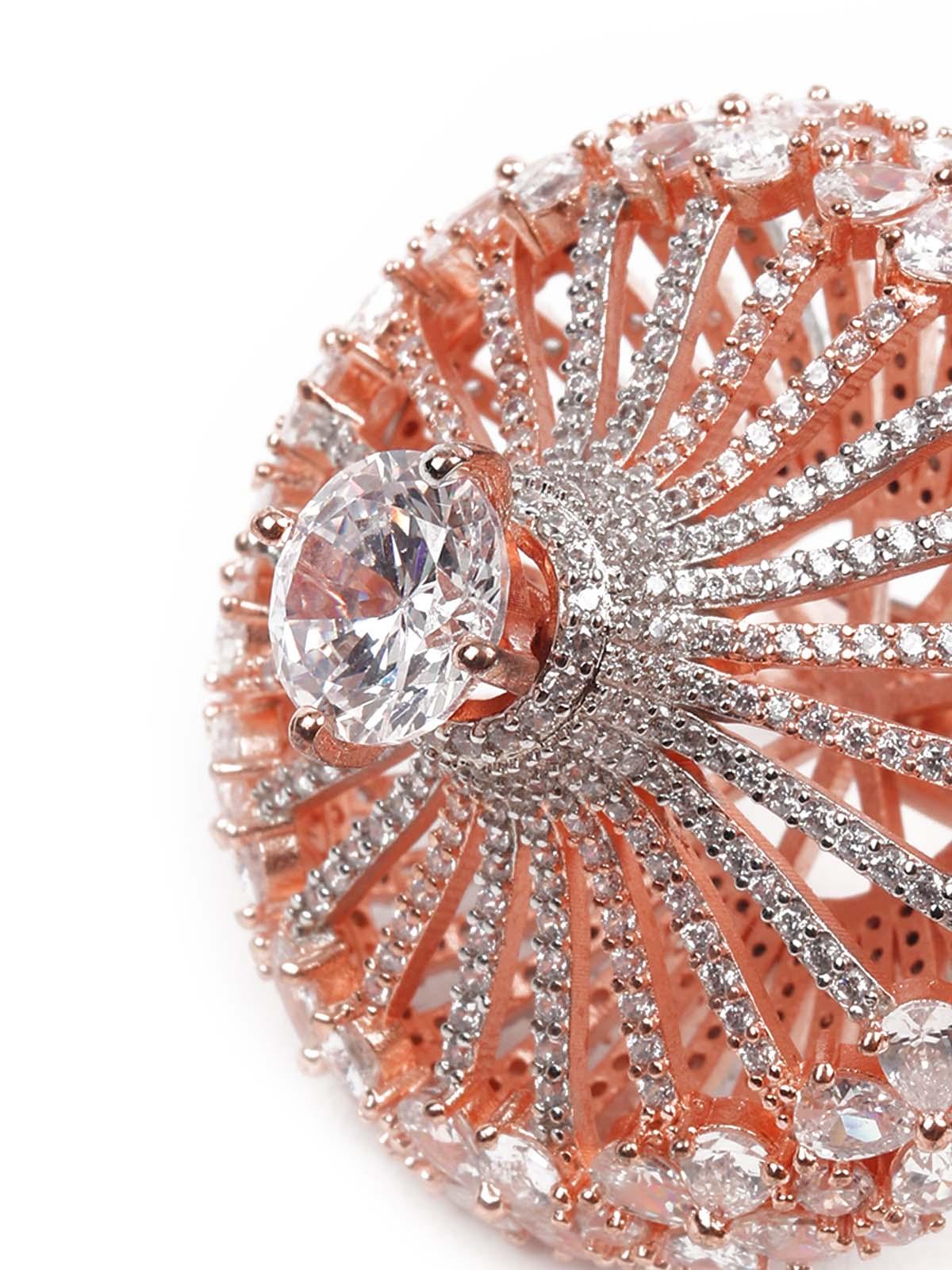 Women's Gold And White Austrian Diamond Studded Rin