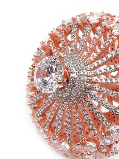 Women's Gold And White Austrian Diamond Studded Rin