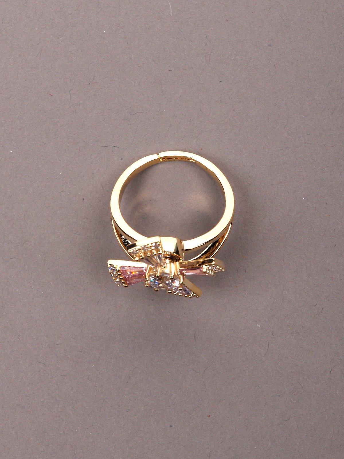 Women's Gold-Tone Crystal Finger Rin